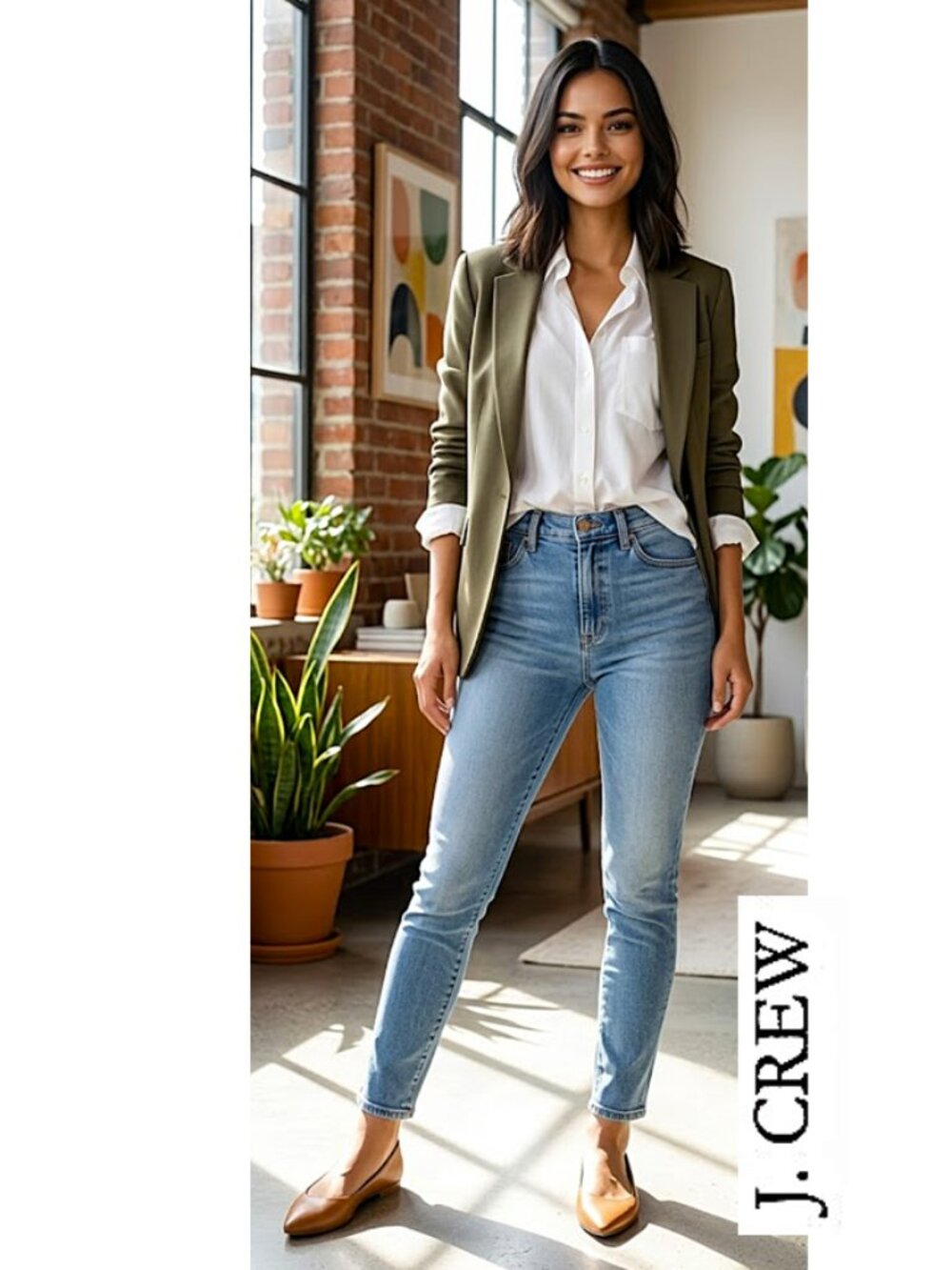J. CREW - Cotton blend light wash curvy toothpick blue jeans